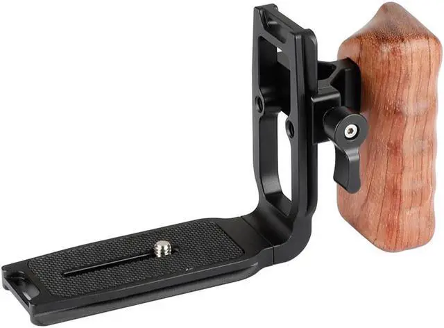 Alt view image 2 of 6 - CAMVATE ARCA Style Quick Release L Baseplate with Wooden Handgrip, Left Side