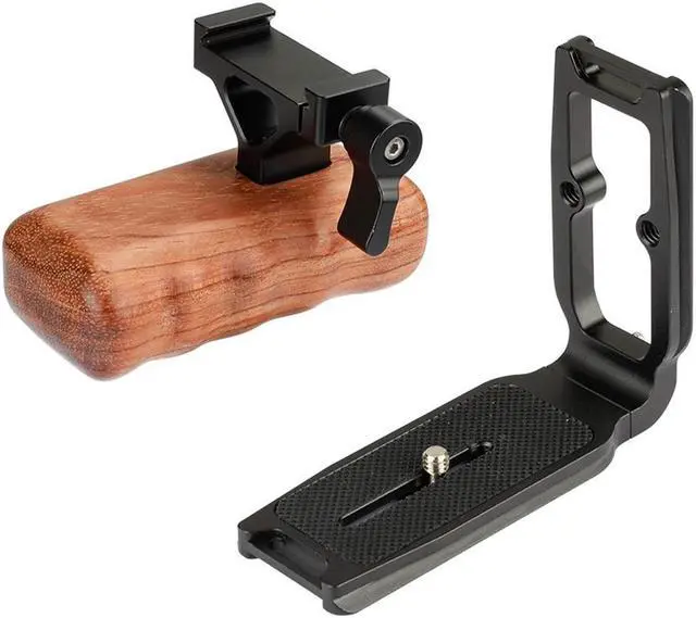 Alt view image 3 of 6 - CAMVATE ARCA Style Quick Release L Baseplate with Wooden Handgrip, Left Side
