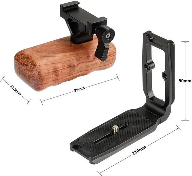 Alt view image 4 of 6 - CAMVATE ARCA Style Quick Release L Baseplate with Wooden Handgrip, Left Side