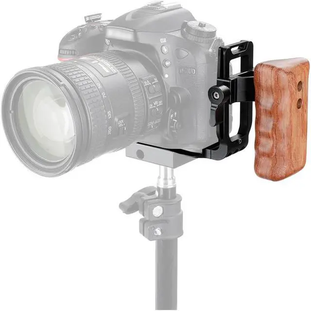 Alt view image 5 of 6 - CAMVATE ARCA Style Quick Release L Baseplate with Wooden Handgrip, Left Side