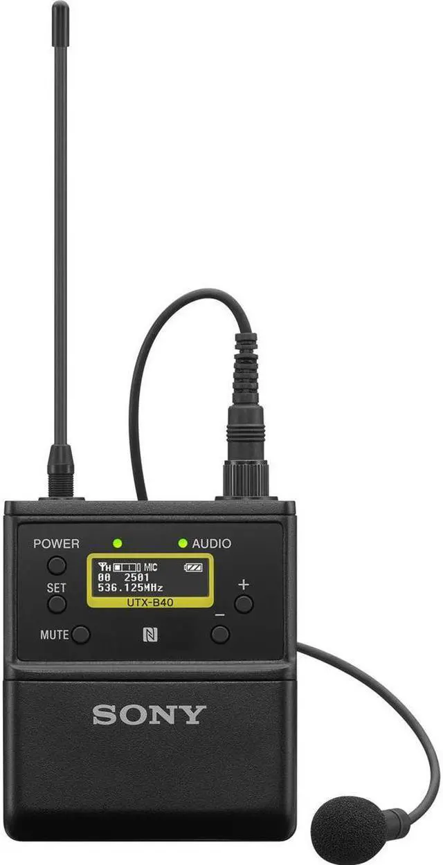 Alt view image 2 of 4 - Sony UTX-B40 Bodypack Transmitter with Omni Lavalier Mic, 25UC: 536 to 608MHz