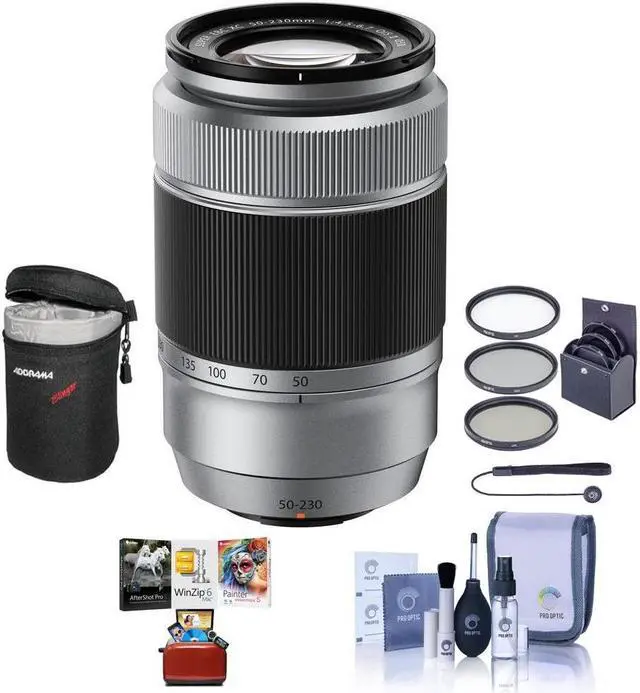 Main image of Fujifilm XC 50-230mm f/4.5-6.7 OIS II Lens, Silver, Bundle with 58mm Filter Kit and Mac Software Kit