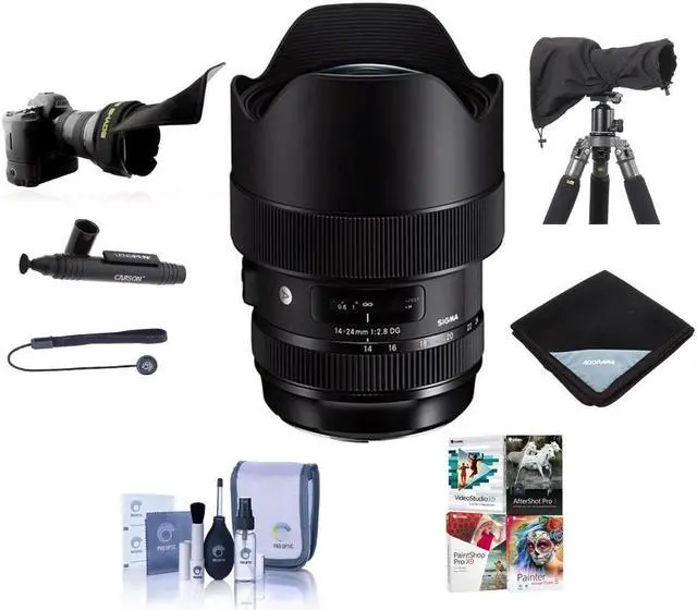 Main image of Sigma Sigma 14-24mm F2.8 DG HSM Art Wide-Angle Zoom     Lens, for Nikon DSLR Cameras (212955) - Bundle    with LensCoat Rain Cover, Shade, Wrap, LensPen,   Corel PC Software, Cleaning Kit