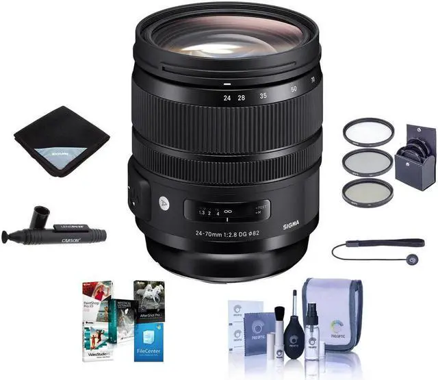 Main image of Sigma Sigma 24-70mm F2.8 DG OS HSM Art Lens for Canon   EOS Digital Cameras (576954) - Bundle with 82mm   Filter Kit + Lens Wrap + Corel PC Photo/Video     Software + LensPen + Cleaning Kit