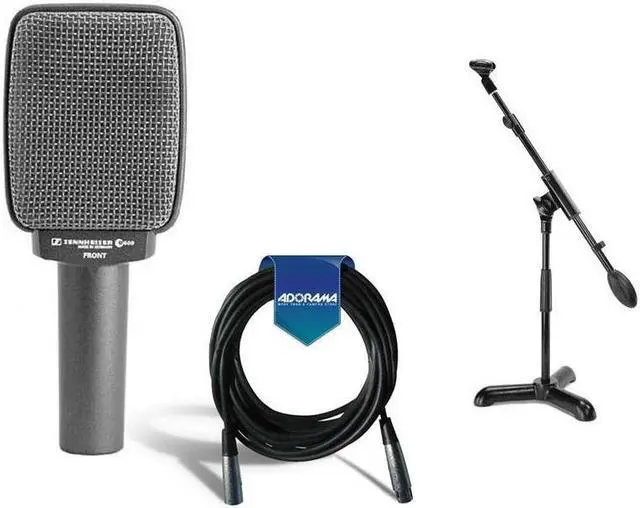 Alt view image 6 of 7 - Sennheiser Sennheiser e 609 Guitar Cabinet Dynamic Microphone, Silver Bundle with Tripod Short Tripod Microphone Stand with Telescoping Boom, Value Series XLR M to F Professional Microphone Cable