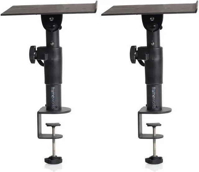 Alt view image 4 of 11 - Gator Cases Frameworks Clamp-On Desktop Studio Monitor Stand, 2-Pack
