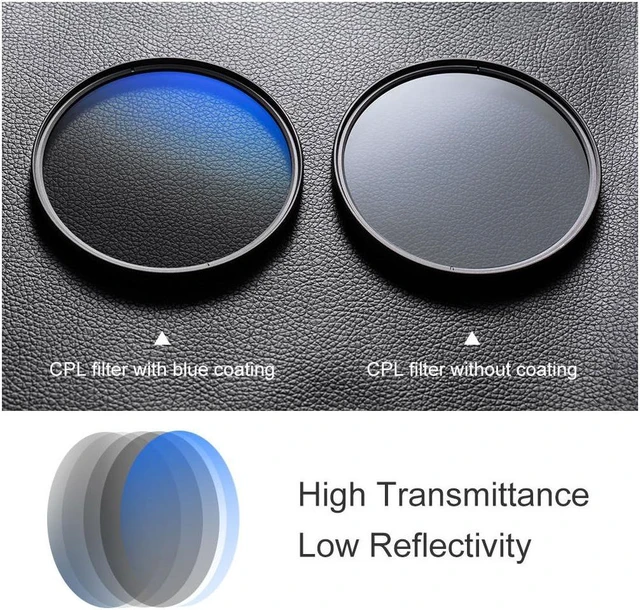 Alt view image 2 of 7 - K&F Concept 43mm Classic Slim Blue Multicoated Circular Polarizer Filter