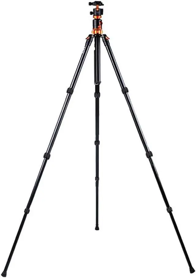 Alt view image 2 of 7 - K&F Concept 4-Section Aluminum Tripod Monopod with Center Axle Transverse, Black/Orange