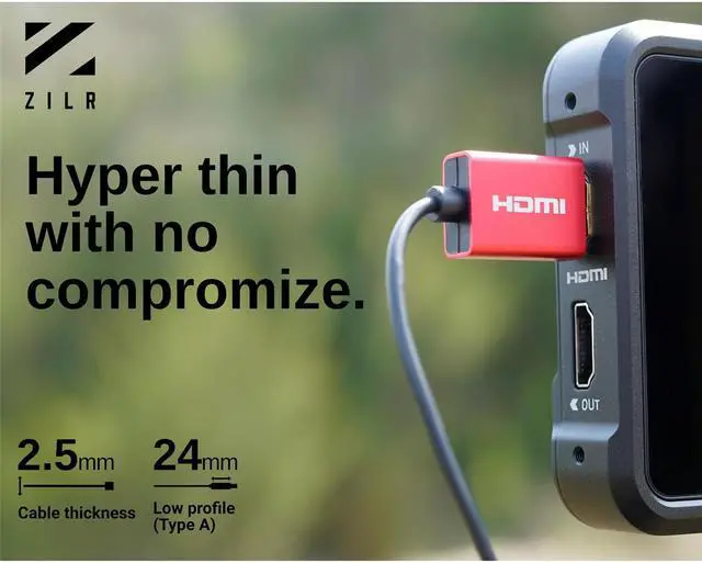 Alt view image 5 of 7 - ZILR ZILR 8K Ultra Speed Hyper Thin HDMI 2.1 Cable 1M 39" Type-A- Type-A Secure Locking, 8K60, 4320p, 4K120, 2160p, HD240, 1080p 3D, 48Gbps, 10bit Color, Audio Return(eARC) HDCP2.2, HDR10, Ethernet