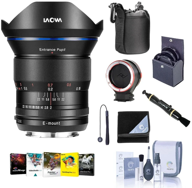 Main image of Venus Laowa 15mm f/2 FE Zero-D Lens for Sony E, Bundle with ProOptic 72mm Filter Kit, Cleaning Kit, PC Software Kit, Lens Changing Kit Adapter, Lens Cap Tether, Lens Cleaner