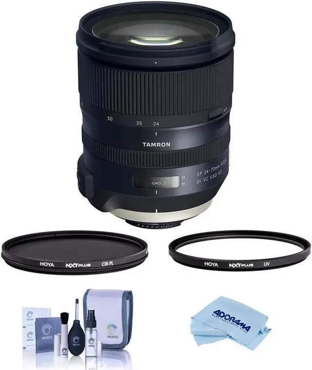 Main image of Tamron SP 24-70mm f/2.8 Di VC USD G2 Lens for Nikon F, Bundle with Hoya 82mm UV+CPL Filter Kit, Cleaning Kit, Cleaning Cloth