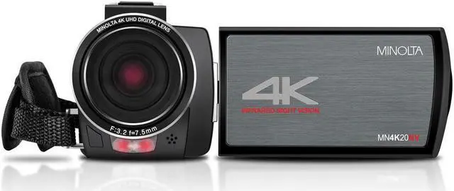 Alt view image 2 of 10 - Minolta MN4K20NV 4K Ultra HD 3" Touchscreen Camcorder with Night Vision