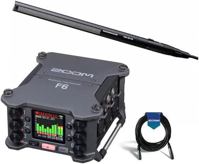 Alt view image 5 of 7 - Sennheiser Zoom F6 Multi-Track Field Recorder Bundle with Zoom F6 Multi-Track Field Recorder, Value Series XLR M to F Professional Microphone Cable - 25'