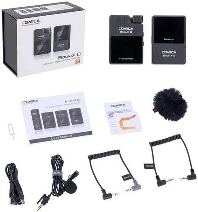 Alt view image 6 of 13 - Wireless Lavalier Microphone,Comica BoomX-D1 2.4G Wireless Microphone System with 1 Transmitter and 1 Receiver,Lav Mic for Smartphone Camera Podcast Interview YouTube Facebook Live-steam