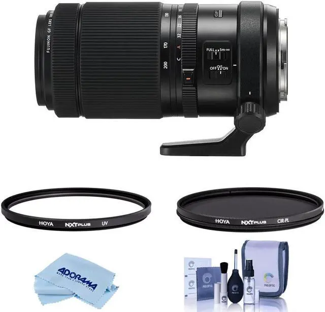 Main image of Fujifilm GF 100-200mm f/5.6 R LM OIS WR Lens, Bundle with Hoya 67mm UV+CPL Filter Kit, Cleaning Kit, Cleaning Cloth