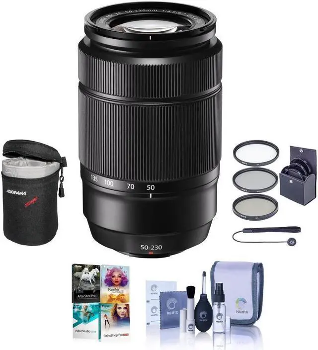 Main image of Fujifilm XC 50-230mm f/4.5-6.7 OIS II Lens, Black, Bundle with 58mm Filter Kit and Photo Video Art Suite PC Software Kit