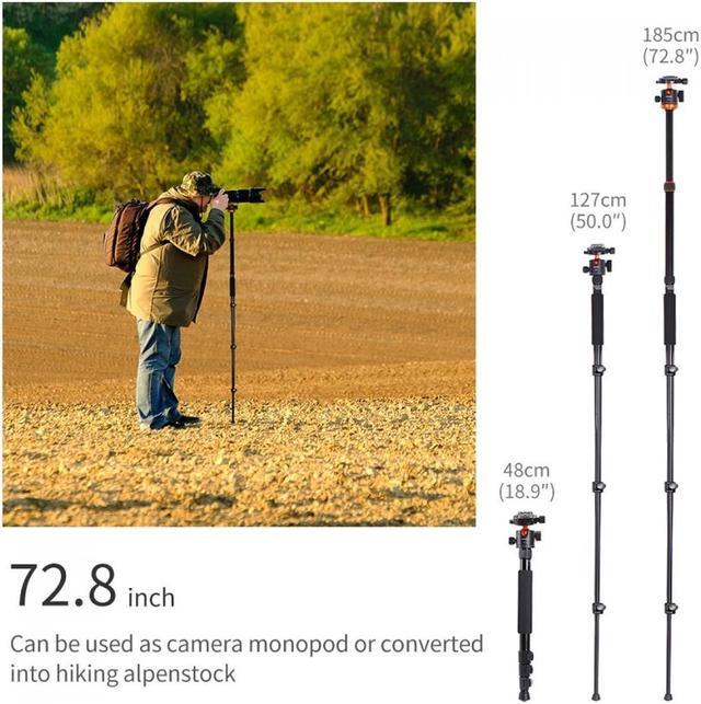 Alt view image 3 of 5 - K&F Concept SA254M2 Aluminum Tripod with Monopod and Ball Head Kit #KF09.089