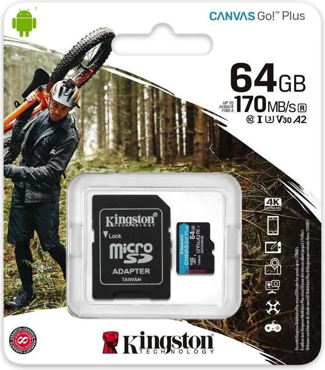 Alt view image 4 of 17 - Kingston Canvas Go! Plus 64 Gb Class 10/Uhs-I (U3) Microsdxc
