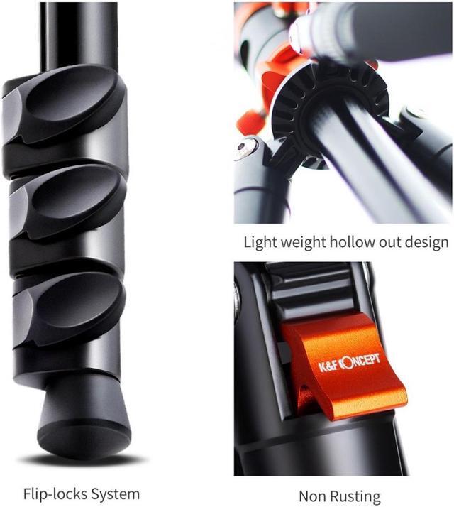 Alt view image 5 of 5 - K&F Concept SA254M2 Aluminum Tripod with Monopod and Ball Head Kit #KF09.089