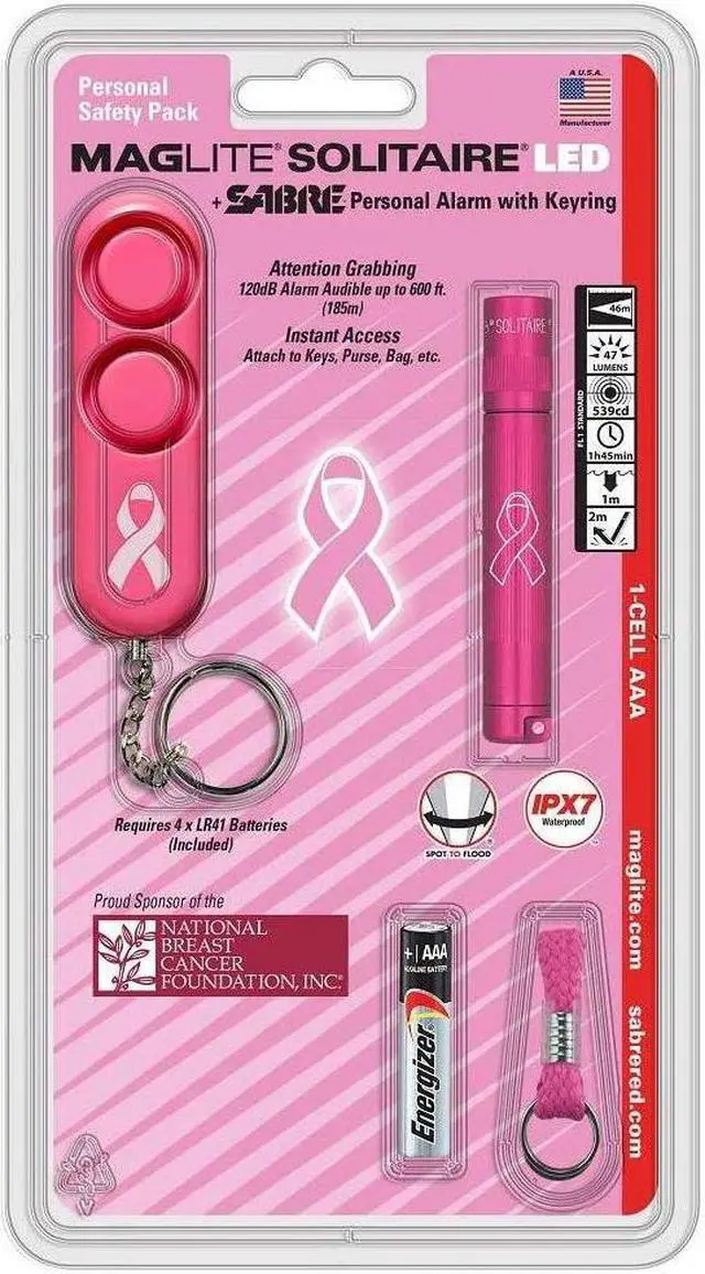 Alt view image 5 of 17 - Maglite Solitaire LED Flashlight & Sabre Personal Alarm (160-000-391)