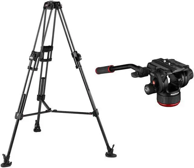 Main image of Manfrotto 645 Fast Twin Leg 3-Sections Carbon Fiber Tripod with Mid-Level Spreader, Bundle with 504X Fluid Video Head