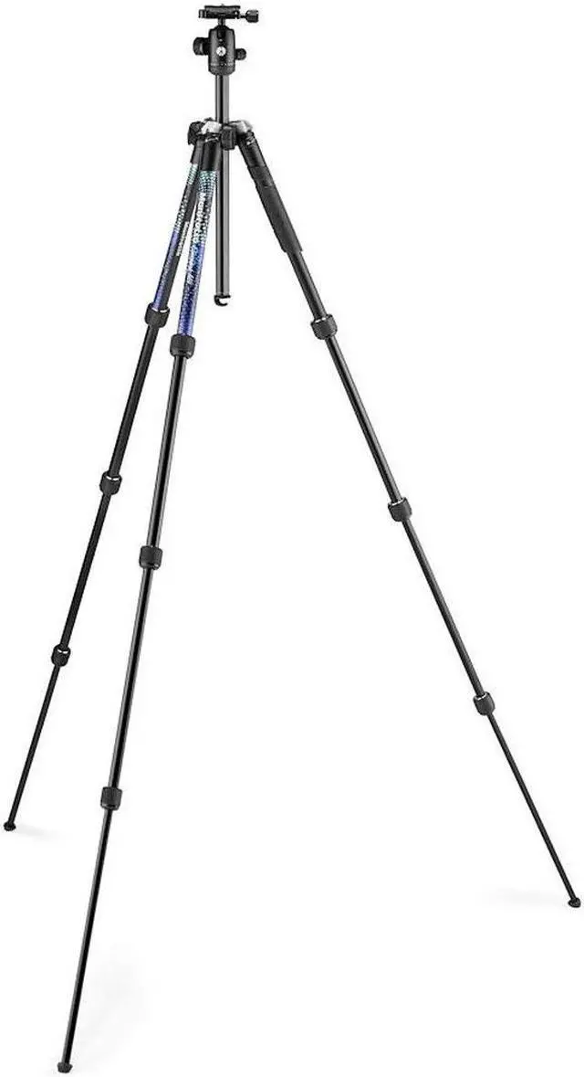 Alt view image 3 of 7 - Manfrotto Element MII 4-Section Aluminum Tripod with Ball Head, Blue