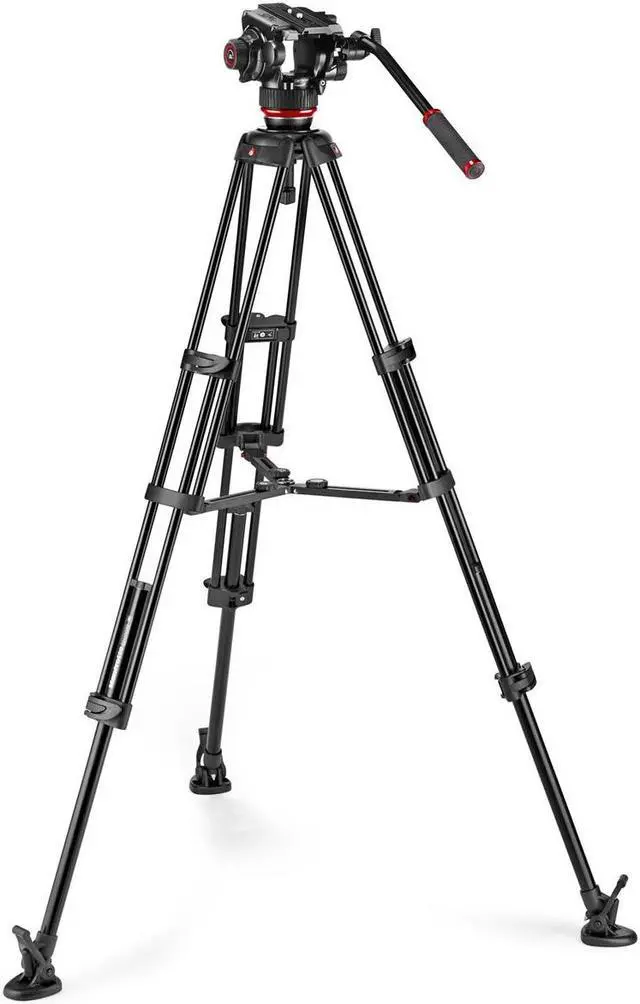 Alt view image 2 of 7 - Manfrotto 504X Fluid Video Head with Aluminum Twin Leg Tripod and Mid-Level Spreader