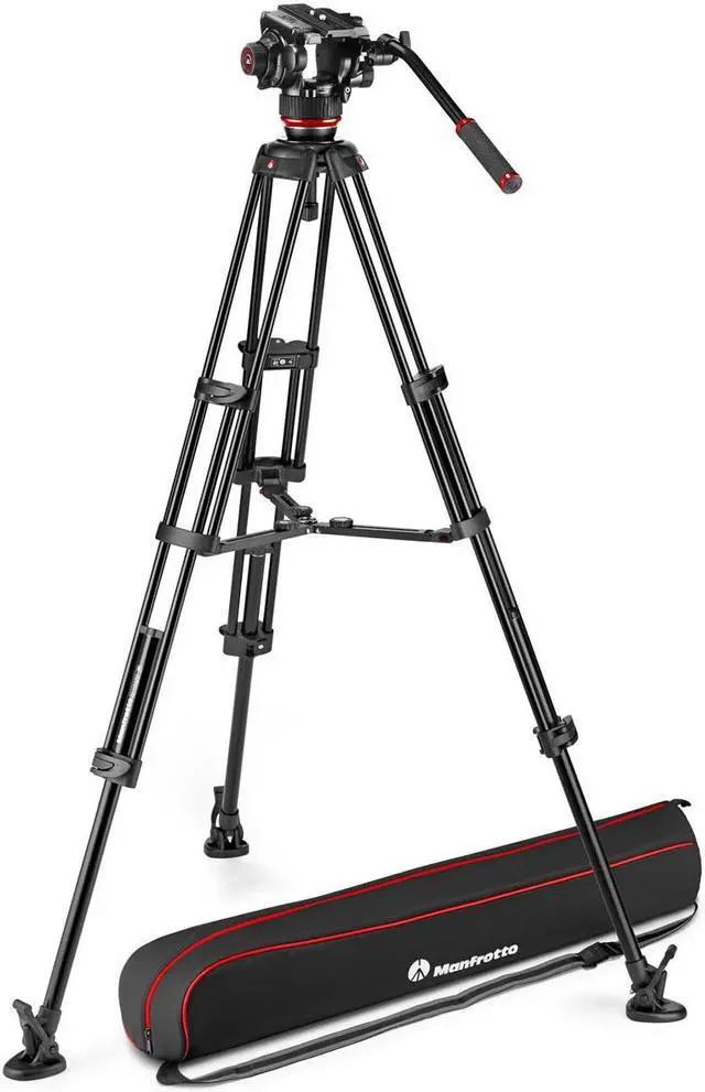 Main image of Manfrotto 504X Fluid Video Head with Aluminum Twin Leg Tripod and Mid-Level Spreader