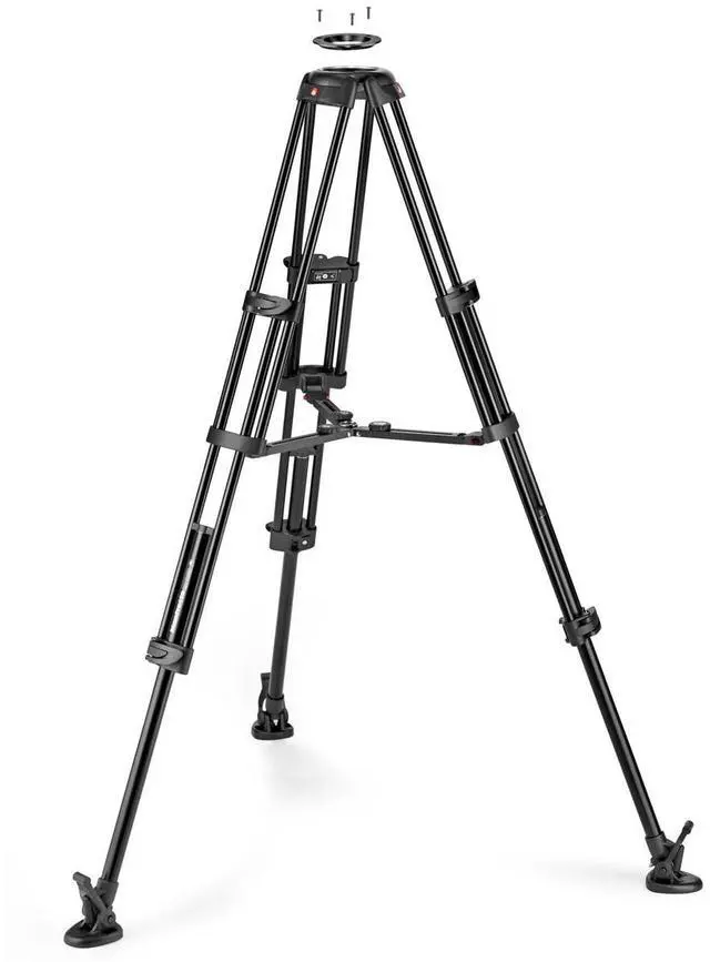 Alt view image 3 of 7 - Manfrotto 504X Fluid Video Head with Aluminum Twin Leg Tripod and Mid-Level Spreader