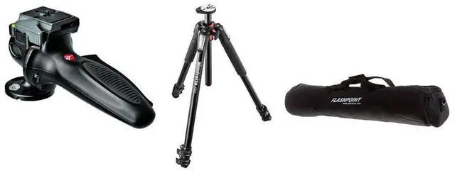 Main image of Manfrotto 055XPRO3 3-Section Aluminum Tripod, Bundle with 327RC2 Joystick Ball Head and Flashpoint Tripod Case