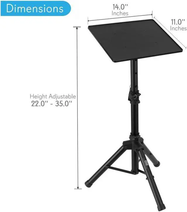 Alt view image 12 of 19 - Pyle PLPTS2 Universal Device Stand - Height Adjustable Tripod Mount (For Laptop, Notebook, Mixer, DJ Equipment)