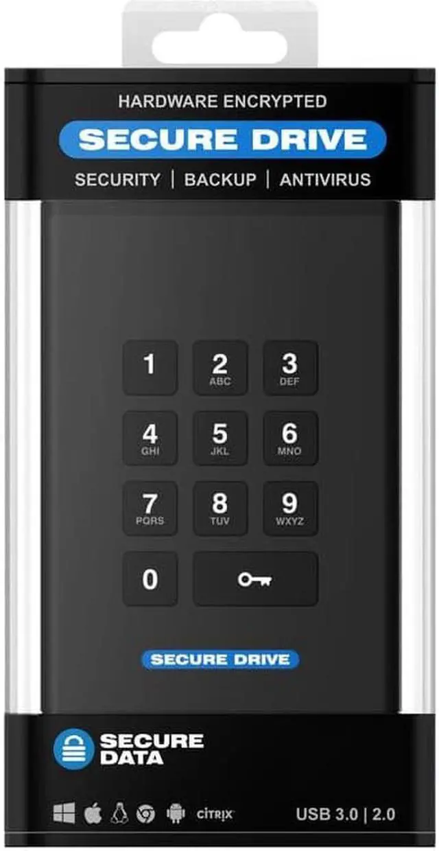 Alt view image 9 of 9 - SecureData SecureDrive® KP 250GB SSD FIPS-140-2 Level 3 Validated 256-Bit Hardware Encrypted External Portable USB 3.0 - Unlock via On-Board Keypad