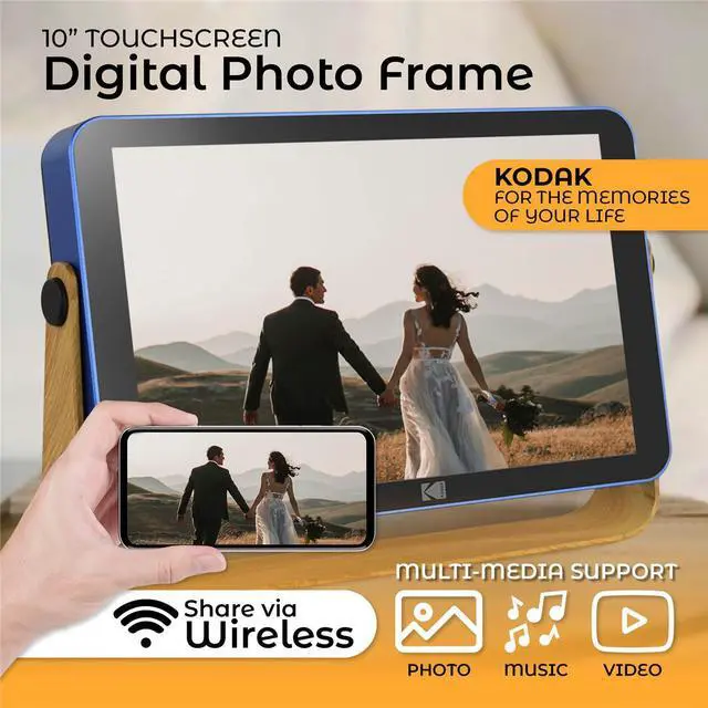 Alt view image 8 of 10 - Kodak 10" WiFi Enable Rechargeable Digital Photo Frame RWF-108 (Blue)
