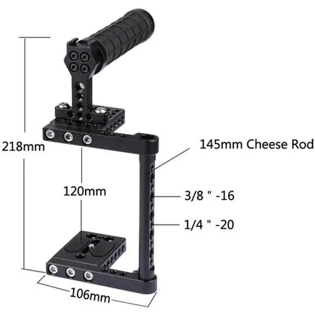 Alt view image 5 of 6 - CAMVATE Universal Camera Cage with Rubber Top Handle for Select DSLRs #C2019