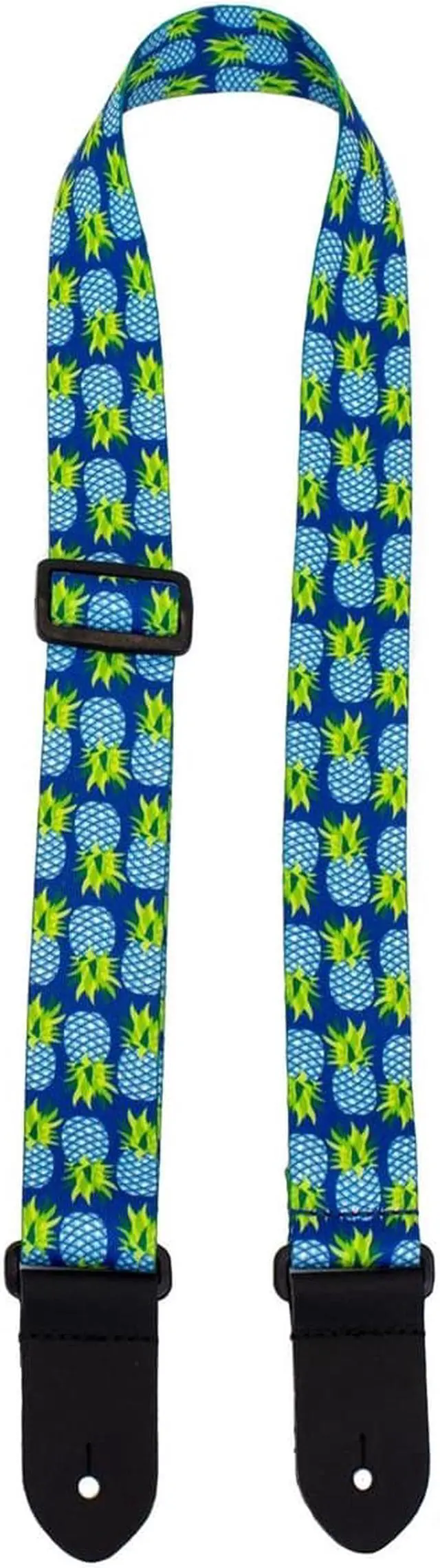 Main image of Perri's Leathers FWS15 1.5" Wide Soft Polyester Ukulele Strap, Blue Pineapples