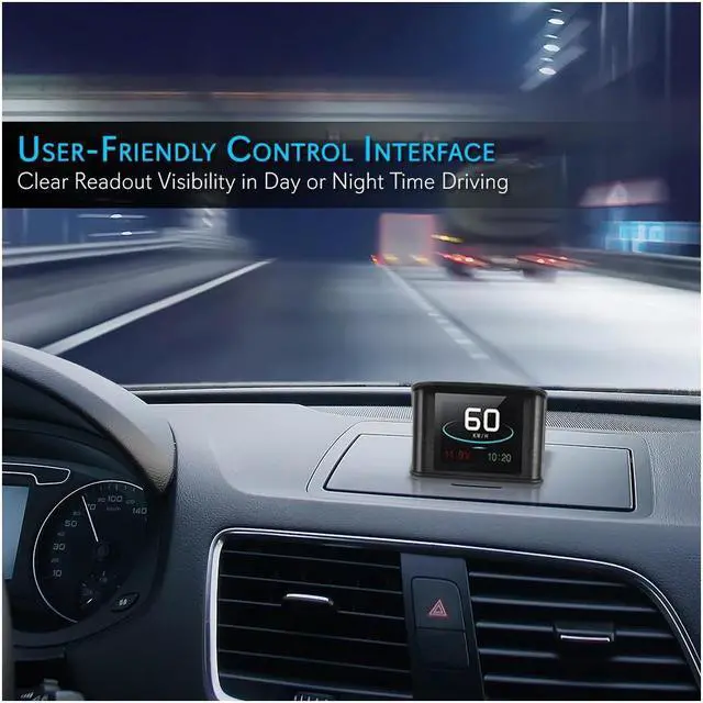 Alt view image 6 of 6 - universal vehicle smart hud display  2.6" digital mini car dashboard heads up windshield speedometer projector system w/ gps navigation compass, displays speed, distance, time and more  pyle phud19