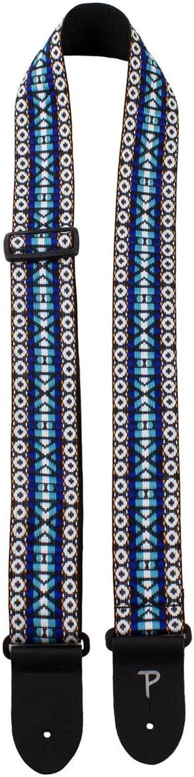 Main image of Perri's Leathers NWSSP 2" Wide Hootenanny Guitar Strap, Blue/White Retro