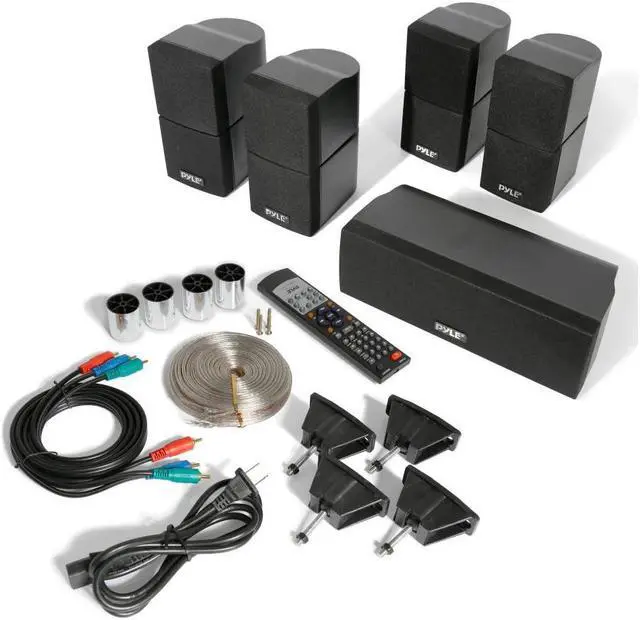 Alt view image 6 of 12 - 5.1 channel home theater speaker system  300w bluetooth surround sound audio stereo power receiver box set w/ builtin subwoofer, 5 speakers, remote, fm radio, rca  pyle pt589bt