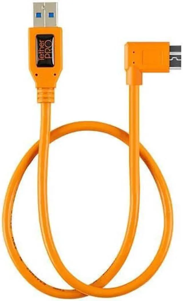 Alt view image 3 of 6 - Tether Tools TetherPro Right Angle Adapter USB 3.0 to USB 3.0 Micro-B 5-Pin Pigtail Cable, 20", Orange