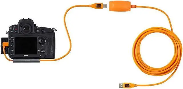 Alt view image 2 of 6 - Tether Tools TetherPro Right Angle Adapter USB 3.0 to USB 3.0 Micro-B 5-Pin Pigtail Cable, 20", Orange