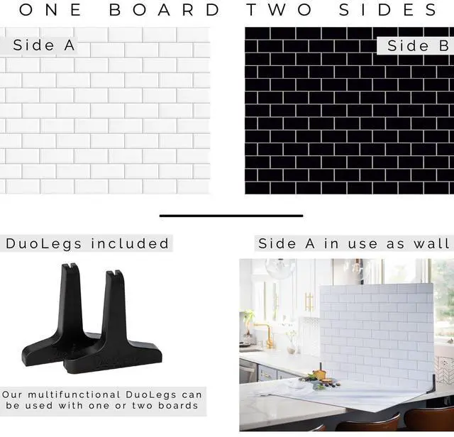 Alt view image 2 of 7 - V-FLAT WORLD Duo Board - 30x40" Double Sided Surface Board, White Subway Tile/Ebony Subway Tile