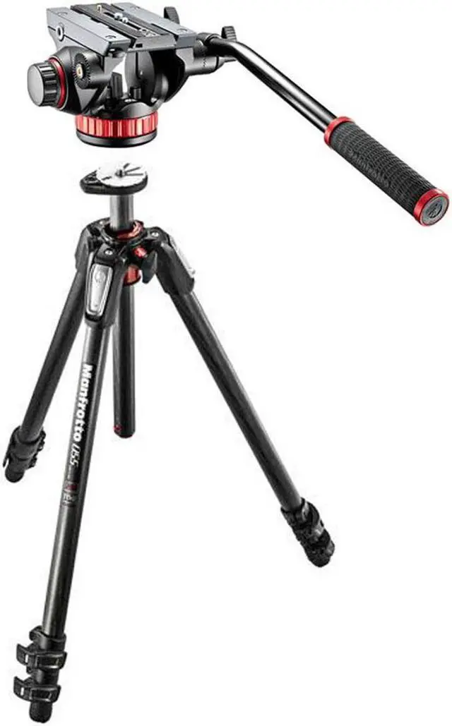 Main image of Manfrotto 055 3-Section Carbon Fiber Tripod, Bundle with 502 Pro Video Head