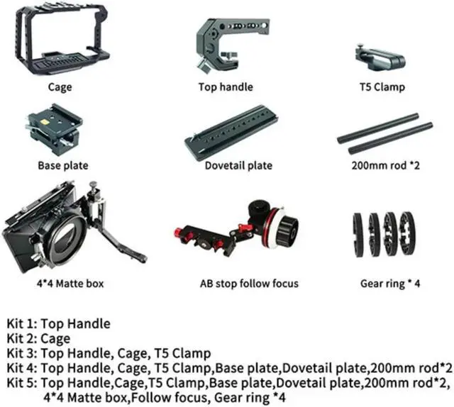 Alt view image 12 of 12 - CAME-TV BMPCC 4K/6K Full Cage Rig for Blackmagic Design Pocket Cinema Camera 4K/6K with Top Handle T5 SSD Holder Cold Shoe