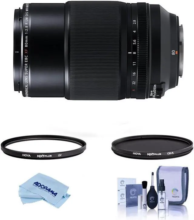 Main image of Fujifilm XF 80mm f/2.8 R LM OIS WR Macro Lens, Black, Bundle with Tiffen 62mm UV and CPL Filters
