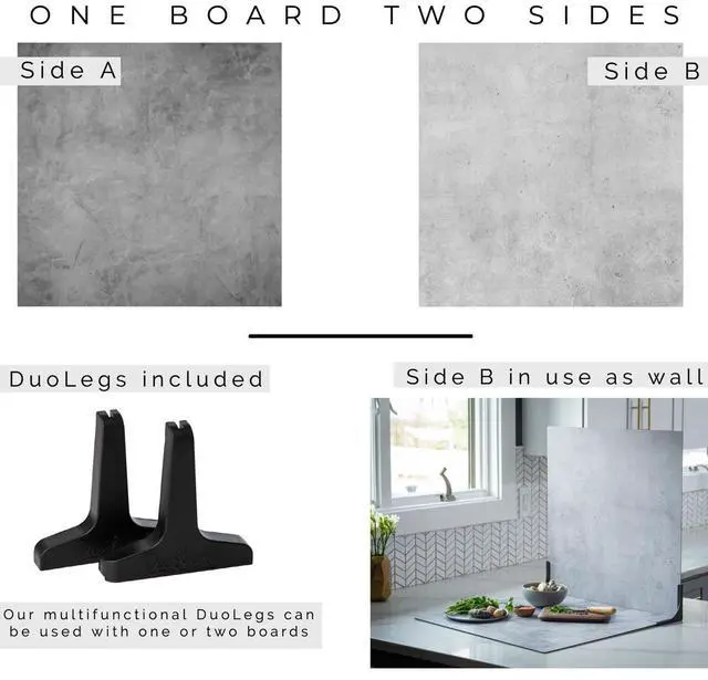 Alt view image 2 of 7 - V-FLAT WORLD Duo Board - 24x24" Double Sided Surface Board, Iced Concrete/Midnight Cement