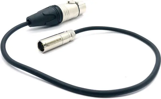 Main image of Kondor Blue 16" Mini XLR Male to XLR Female Audio Cable, Black #KB-MXLR-16-BK
