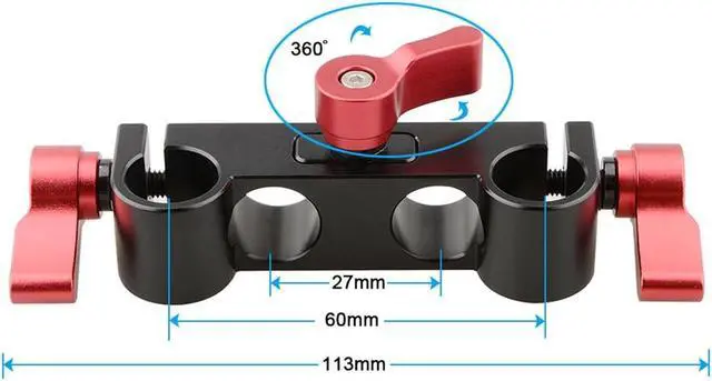 Alt view image 4 of 6 - CAMVATE Offset Railblock Clamp 15mm Right Angel Rod Clamp, Red Knob