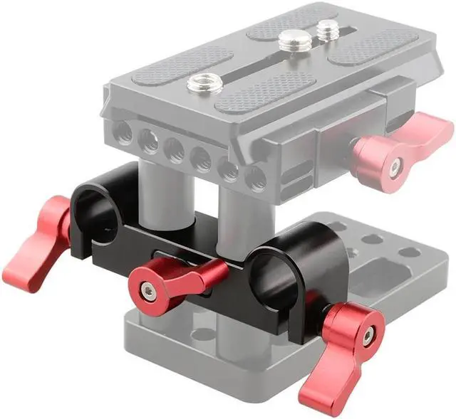 Alt view image 5 of 6 - CAMVATE Offset Railblock Clamp 15mm Right Angel Rod Clamp, Red Knob