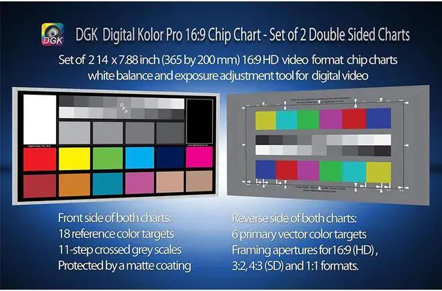 Alt view image 3 of 5 - DGK Color Tools Digital Kolor Pro 16:9 Large Color and Video Chip Chart, 2-Pack