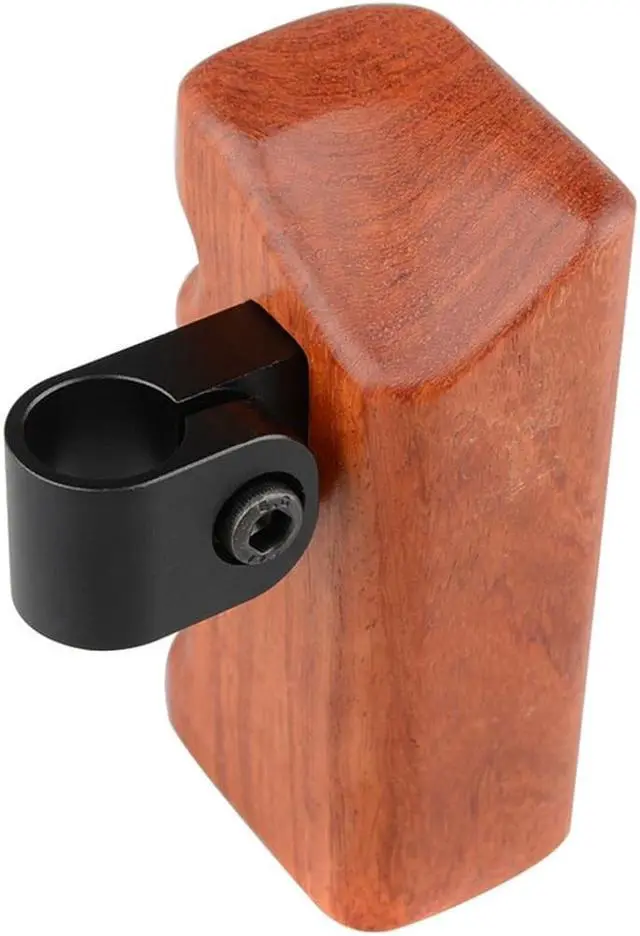 Alt view image 2 of 7 - CAMVATE Right Hand Wooden Handle Grip with 15mm Rod Clamp Connector for Select DV and DSLR Camera Cages